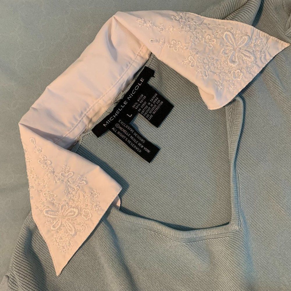 Michelle Nicole Light Blue V-Neck Sweater - Picture 7 of 7